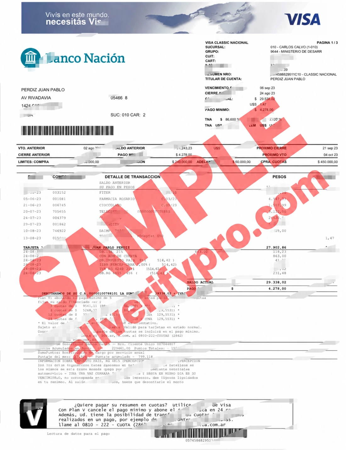 เทมเพลตสรุปรายการบัตรเครดิต (VISA Classic) ในรูปแบบ Word และ PDF