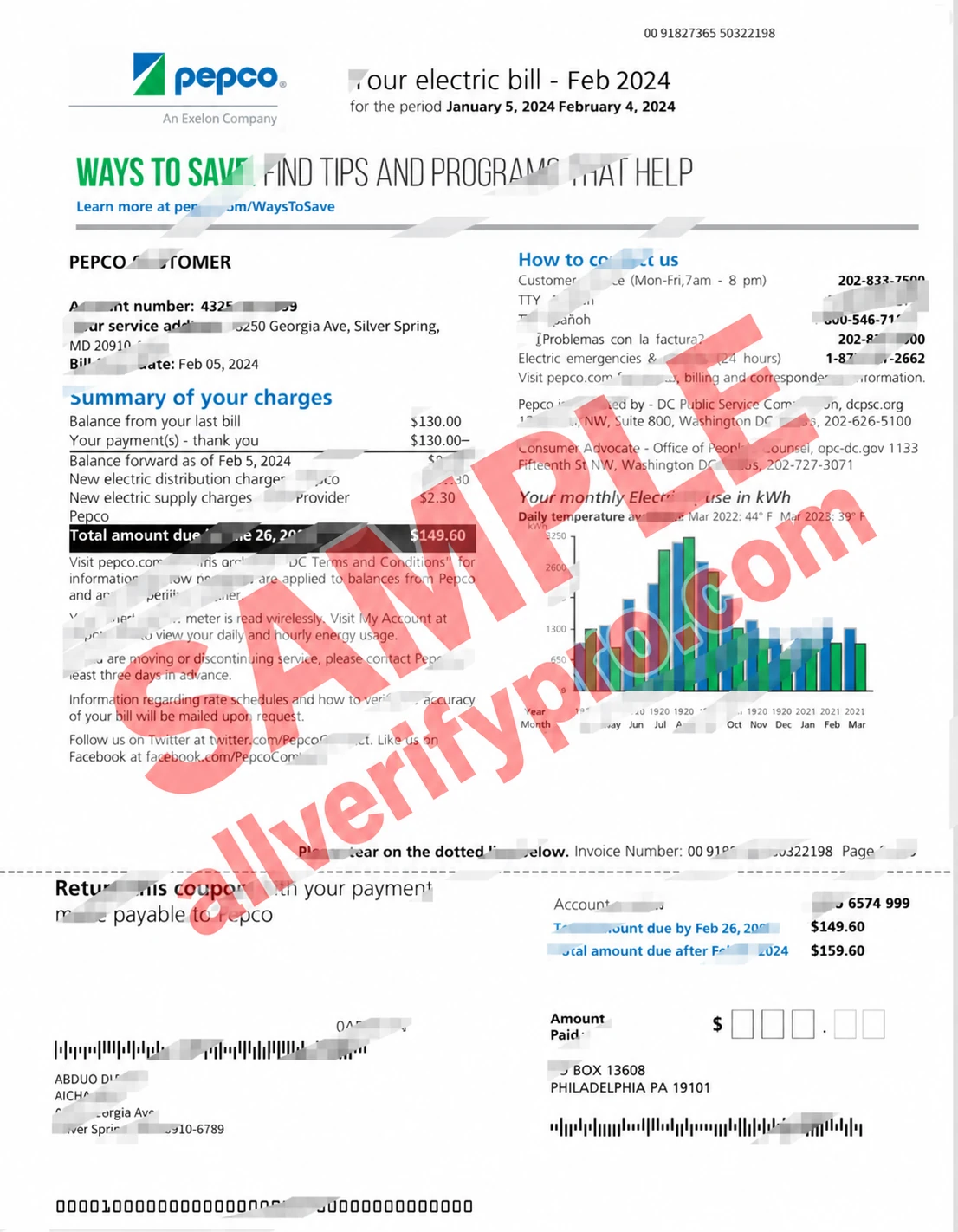 Pepco Electric Bill Template in Word and PDF Format