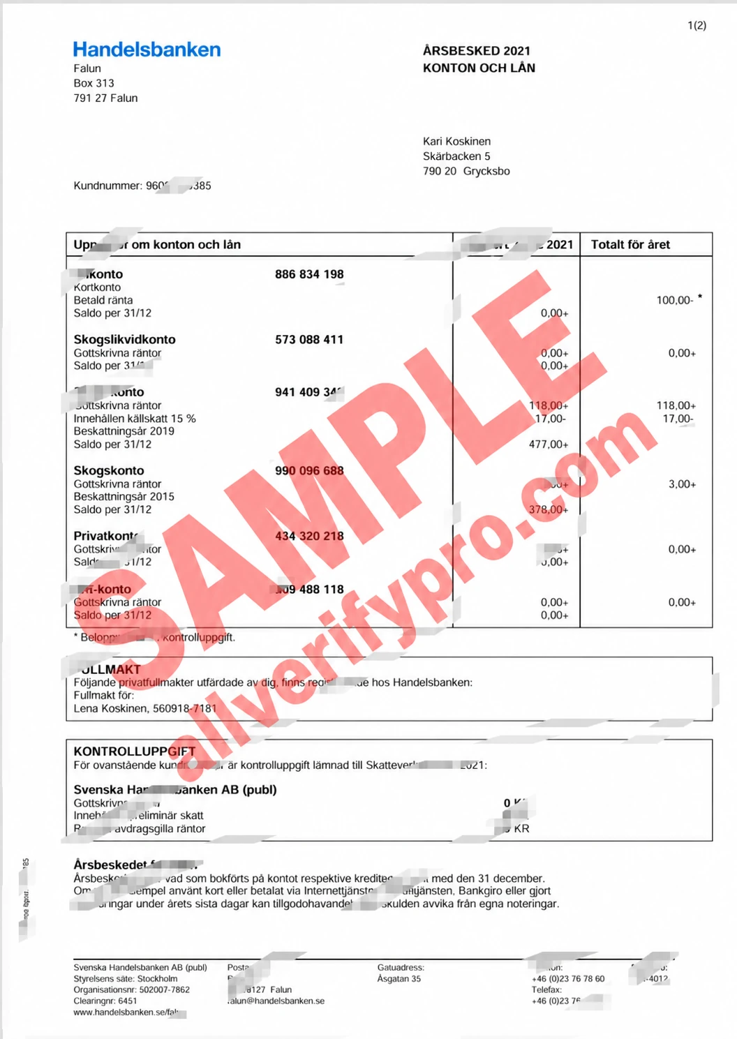 Word- und PDF-Vorlage für einen Jahresbericht der schwedischen Handelsbank (3 Seiten)