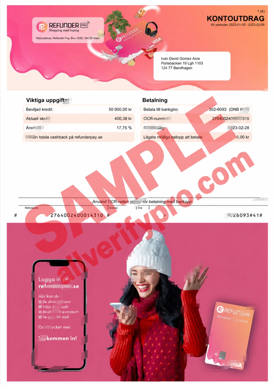 Word- und PDF-Vorlage für einen Kontoauszug der französischen Lyonnais Bank (3 Seiten)