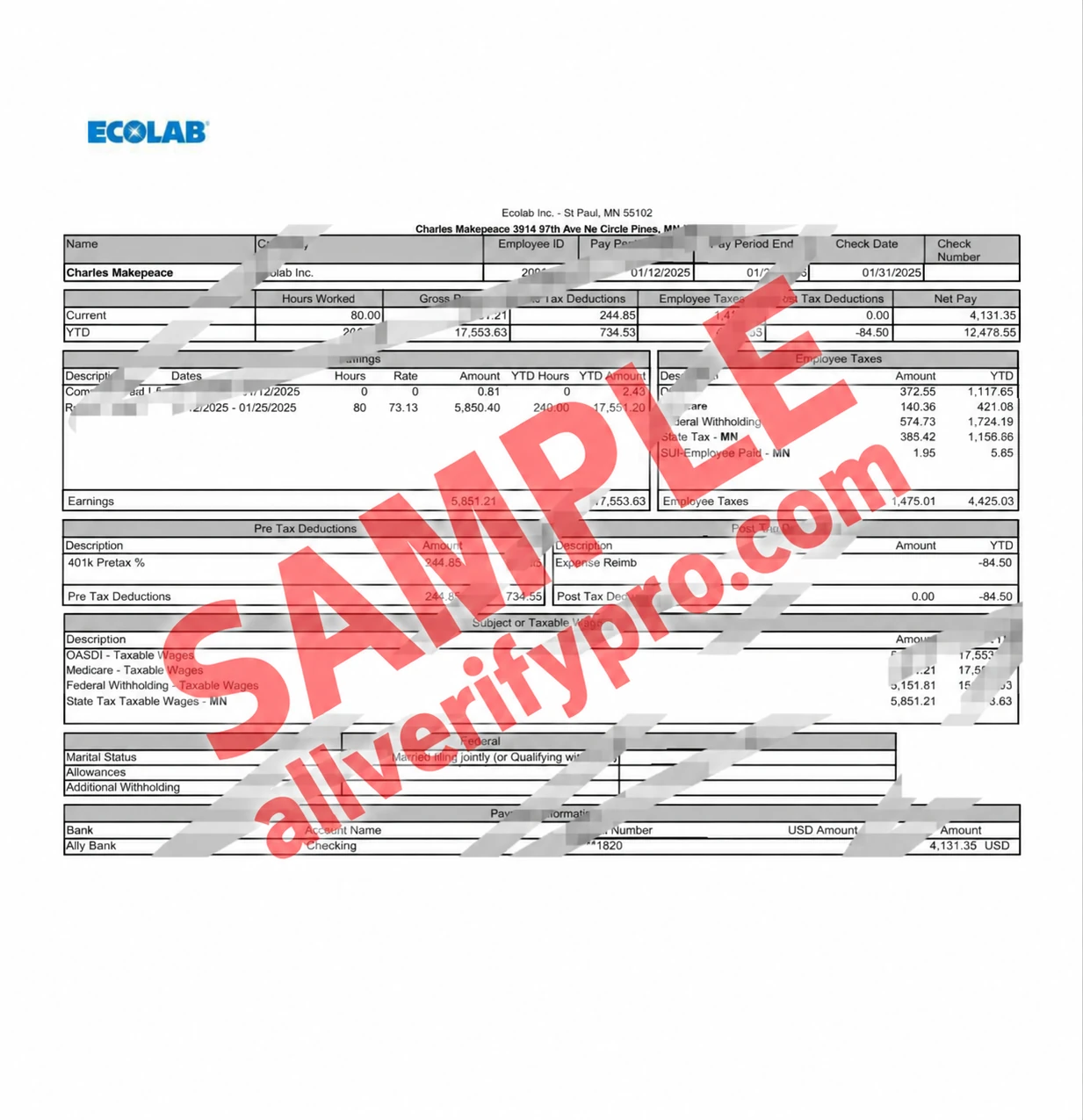 แม่แบบงบการเงิน Ecolab สหรัฐอเมริกา ในรูปแบบ Word และ PDF