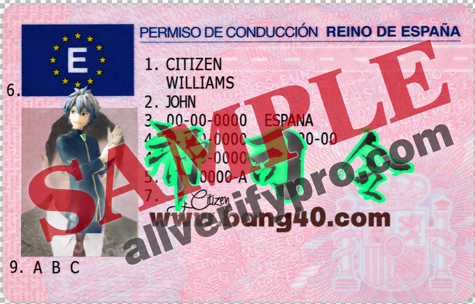 Template surat izin mengemudi Spanyol (format PSD)