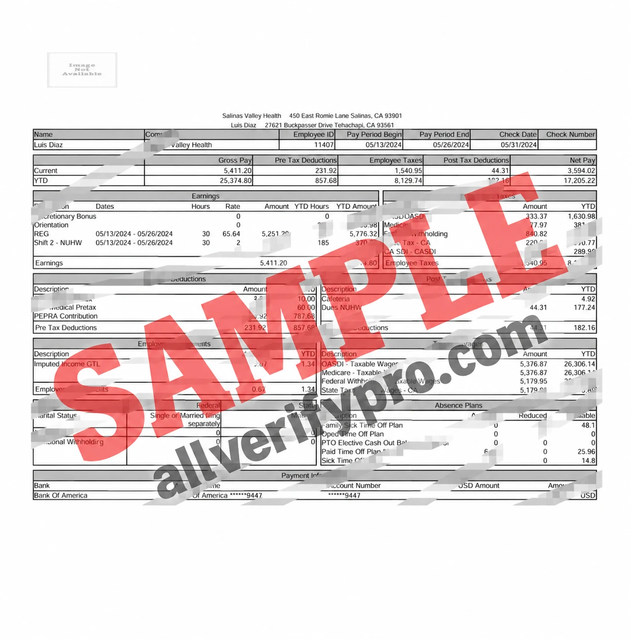 Templat Slip Gaji Salinas Valley Health, AS, dalam Word dan PDF (4 halaman)
