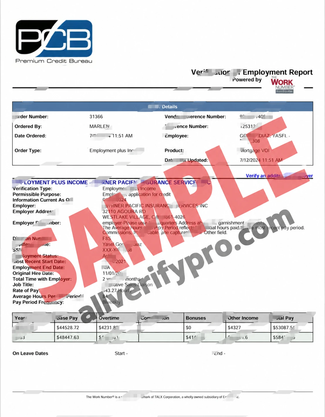 Templat Dokumen Verifikasi Laporan Ketenagakerjaan Warner Pacific Insurance Services Amerika Serikat dan PDF (6 halaman)