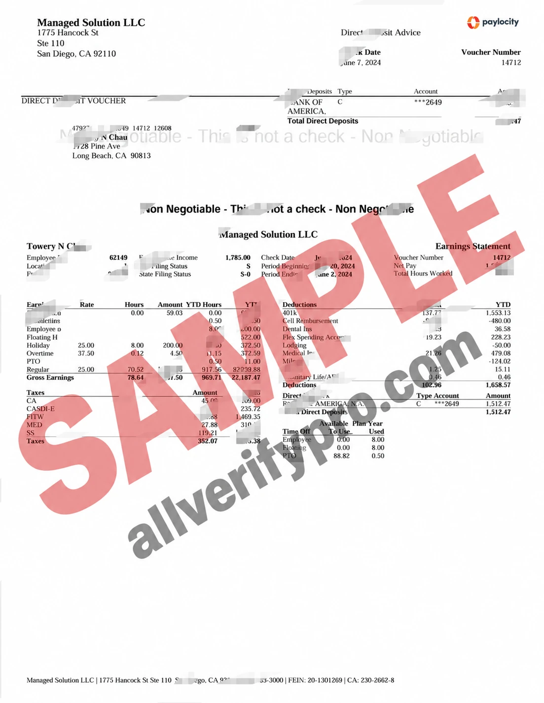 Management Solutions LLC, USA Payroll Templates (Word and PDF)