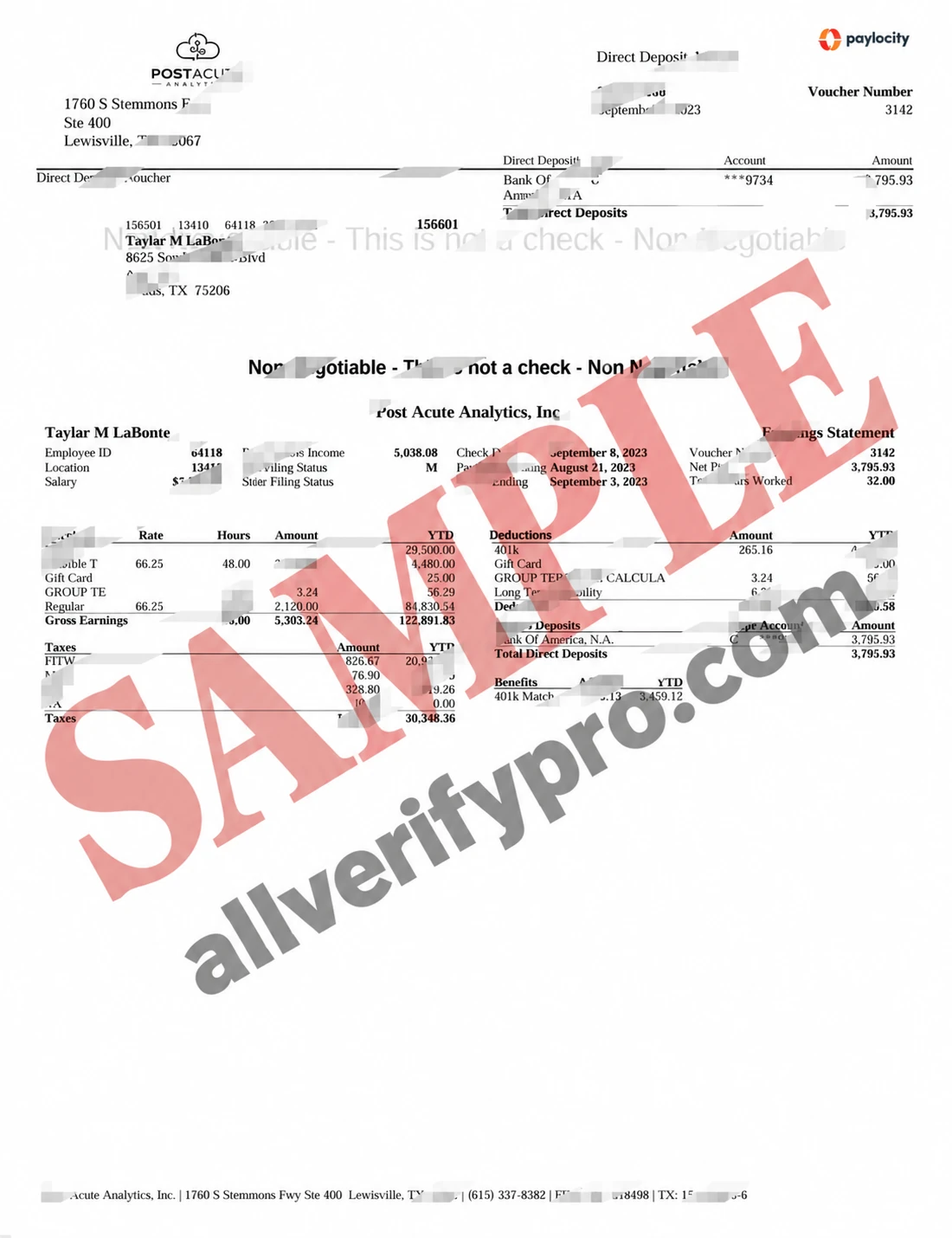 เทมเพลตการวิเคราะห์สลิปเงินเดือนเร่งด่วน USPS ในรูปแบบ Word และ PDF (2 หน้า)