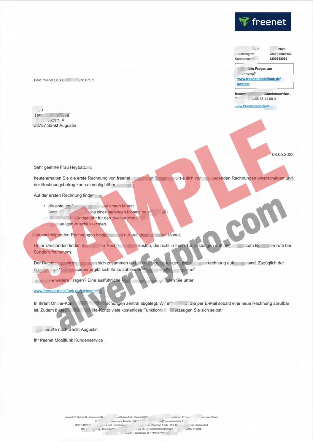 德國自由網 DLS GmbH 手機帳單 Word 和 PDF 範本（3 頁）