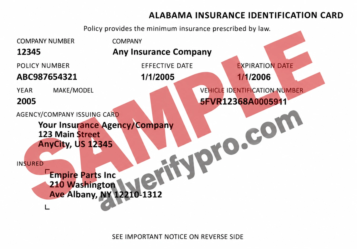 Modelo PSD de cartão de identificação de seguro do Alabama