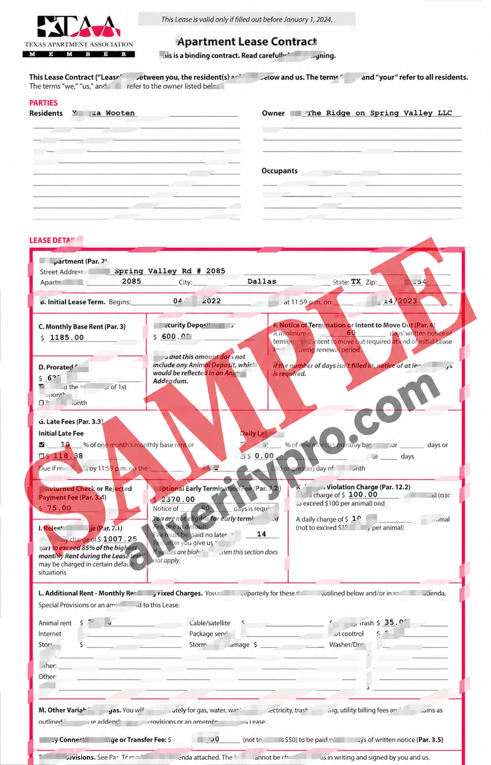 Texas Apartment Association Lease Agreement Template (Word and PDF)